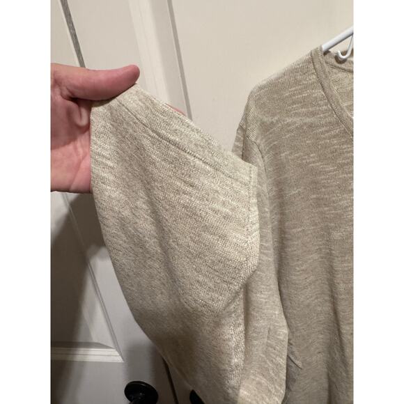 Land's End Lightweight Sweater Cream Tan Long Sleeve Cotton Linen Plus Sz 3X - Picture 4 of 9